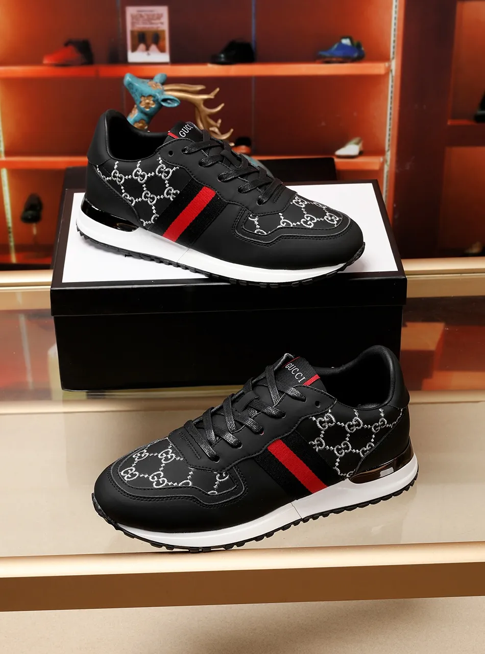 Factory price: 400💰 (GUCCI) The latest summer model from the official website🎁🎁casual and fashionable men's shoes👟, hot style💥The version is simple and elegant, exclusive for trendy men, the upper is made of calfskin electric embroidery pattern ➕The inner lining is made of sheepskin, soft and comfortable, black and white two-color optional, code number: 38-44, customized 45